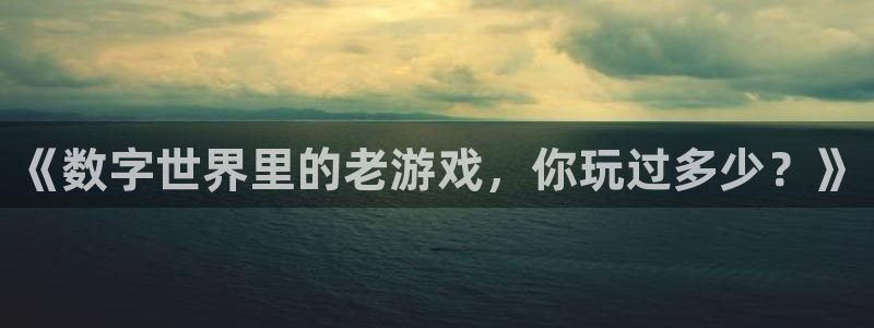 奇亿娱乐平台官网注册：《数字世界里的老游戏，你玩过多少？》